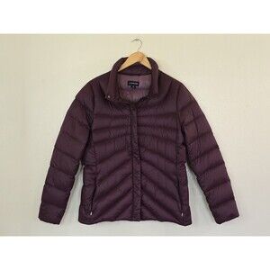 Lands End Packable Puffer Jacket Womens Size Medium Feather Fill Purple Magenta